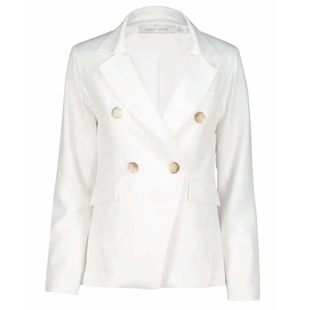 NEW BISHOP + YOUNG women's classic double breasted blazer in salt